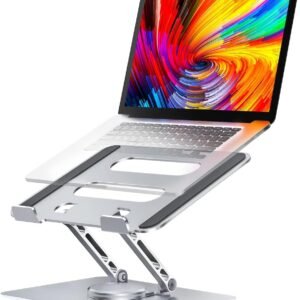 PLIXIO Adjustable Laptop Stand with 360° Rotating Base Tabletop Ergonomic Foldable Portable