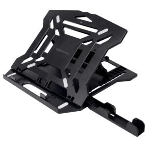Amazon Basics ABS 2-in-1 Laptop and Mobile Stand, Ergonomic, Adjustable Height, Anti-Slip